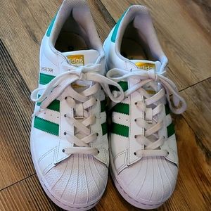 Adidas Superstars green and white